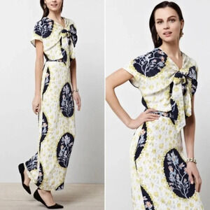 Chris Benz Yellow and Blue Floral Maxi Dress